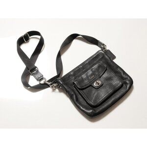 Black Pebbled Leather Adjustable Crossbody Bag 👜 COACH Swingpack Purse